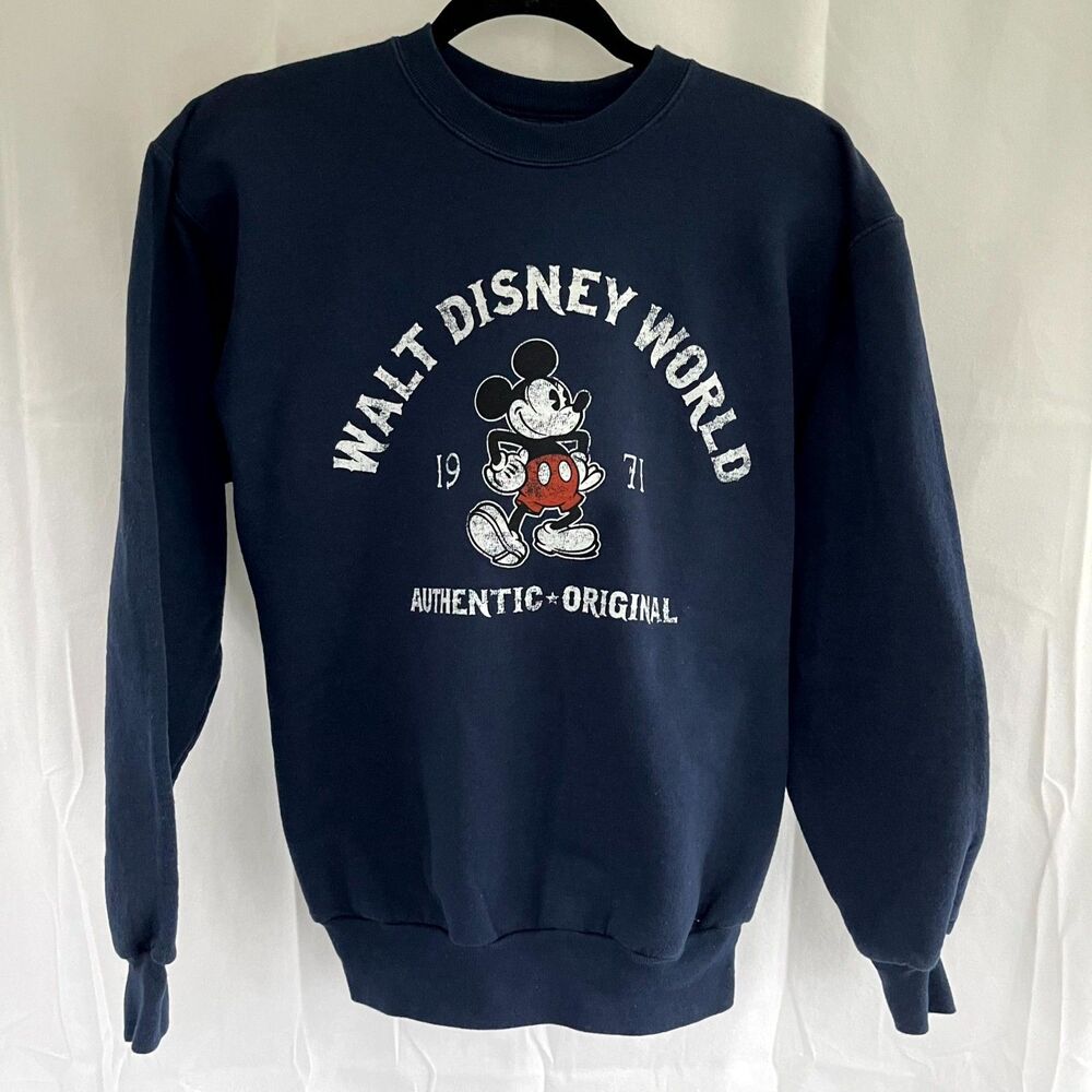 Walt Disney World Mickey Mouse Sweatshirt Navy Blue Authentic Original Size S